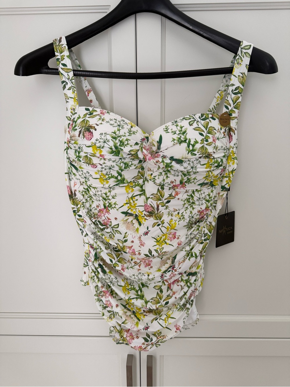 Floral niptuck swimsuit